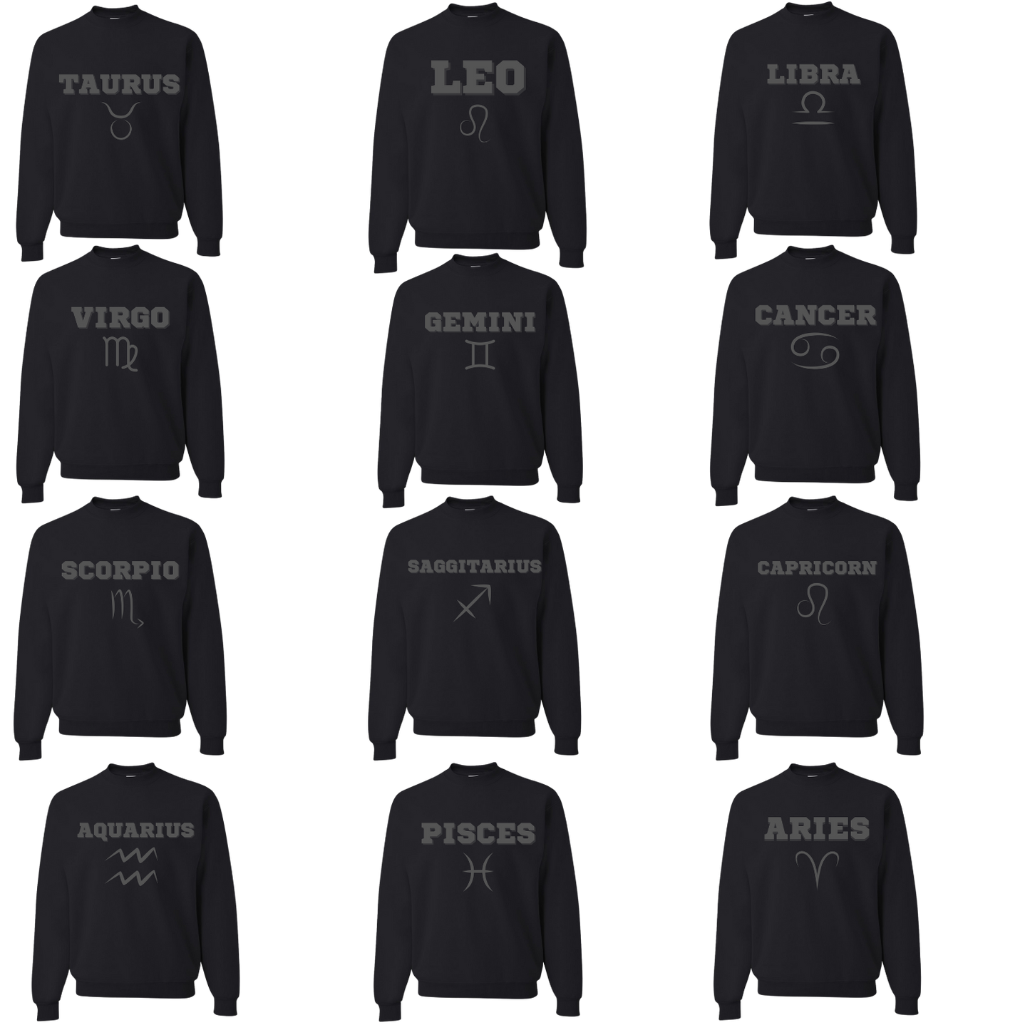 ZODIAC BLACK ON BLACK PUFF