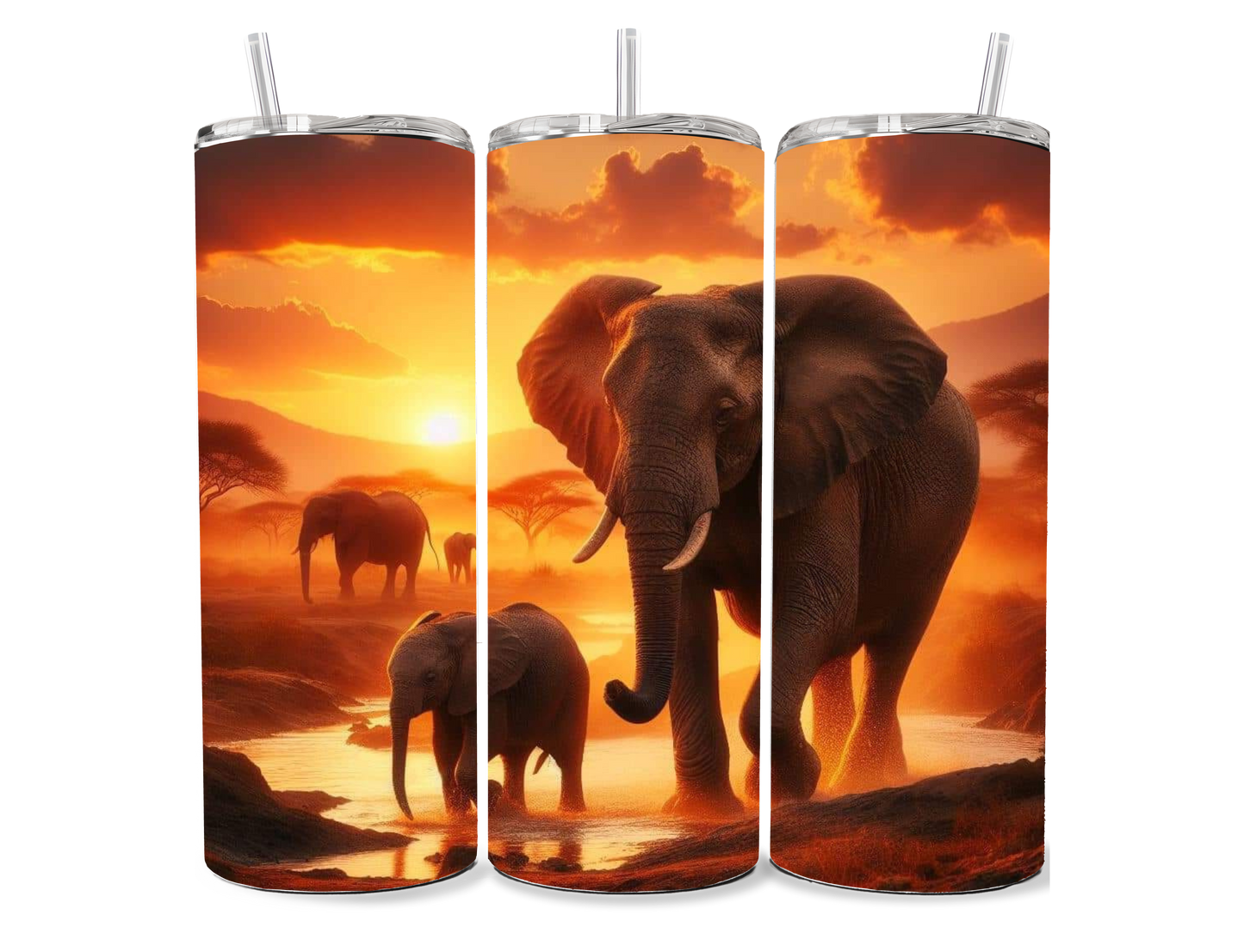 Elephants at Sunset 20 oz Tumbler